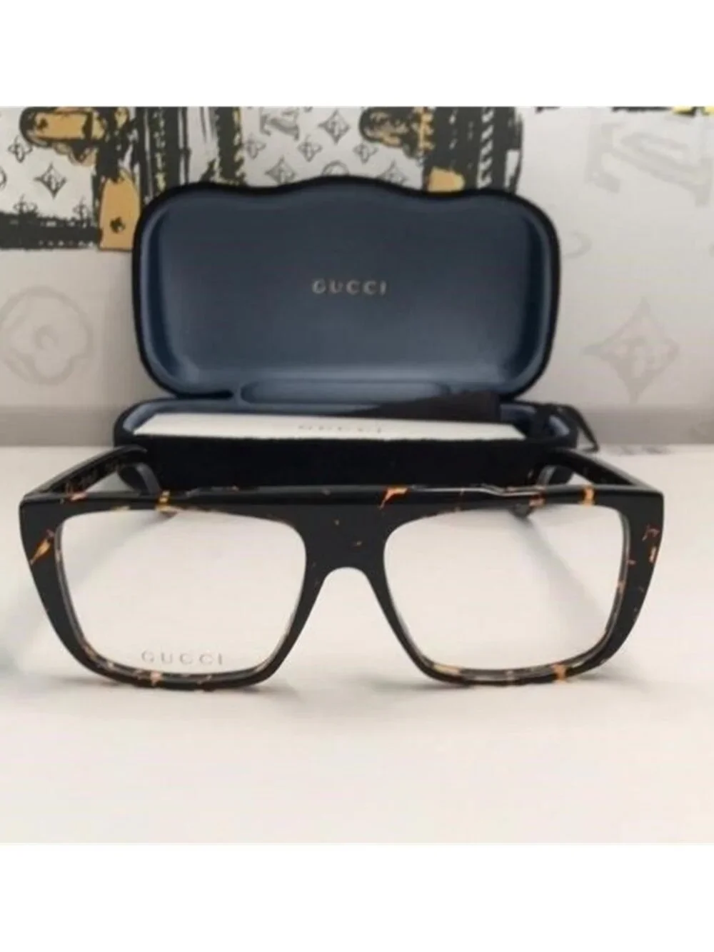 New Authentic Gucci Tortoiseshell Square Glasses GG1040o 002